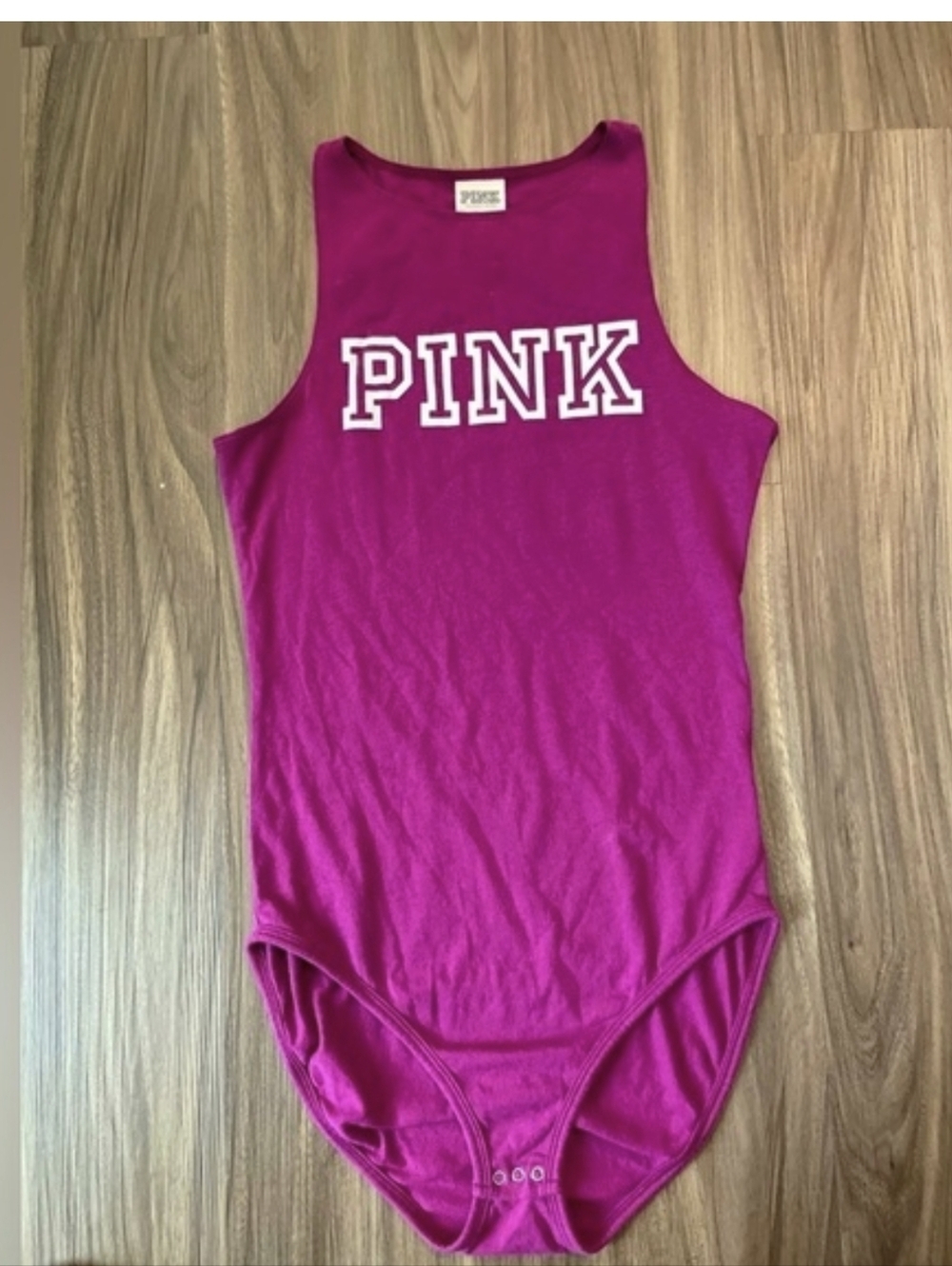 PINK Victoria's Secret Magenta Tank-Style One-Piece Bodysuit